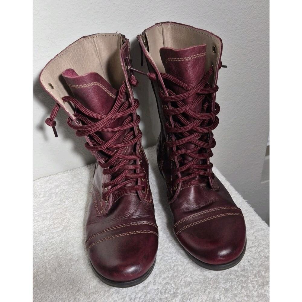 STEVE MADDEN Tropa 2‎ Combat boots dark burgundy leather Size 6.5